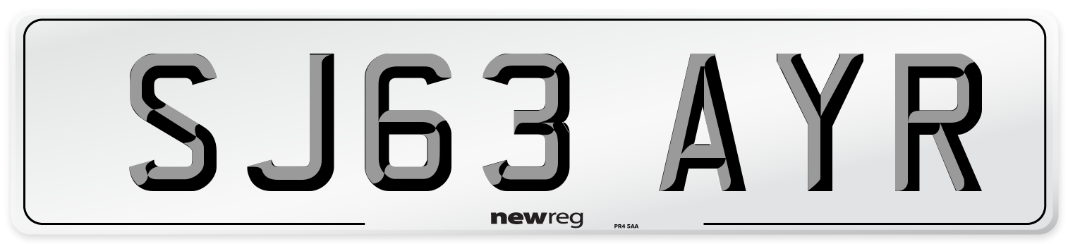 SJ63 AYR Number Plate from New Reg